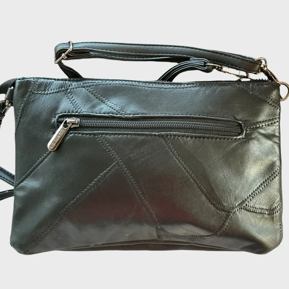 SSAMZIE Studded Black Leather Crossbody Bag Korean - Picture 4 of 13